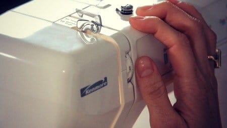 Adjusting the tension on serger.