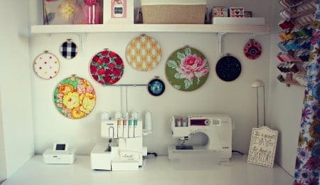 Pretty room for sewing on serger